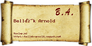 Bellák Arnold névjegykártya