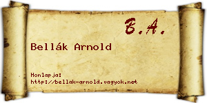 Bellák Arnold névjegykártya